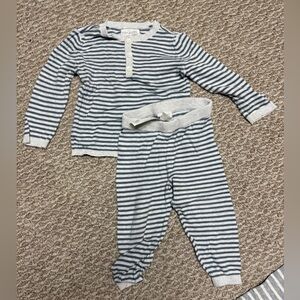 Cozy Striped Kids Set in Blue and Grey Stripe